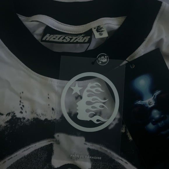 Black and white hellstar tee